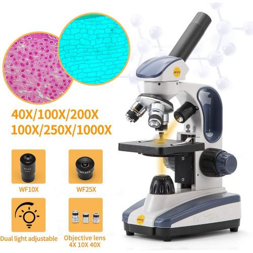  [아마존핫딜][아마존 핫딜] Swift SW200DL Compound Monocular Microscope with 40X-1000X Magnification, Dual Light, Precision Fine Focus, Wide-Field 25X Eyepiece, Carrying Handle, and Cordless Capability (Dual-