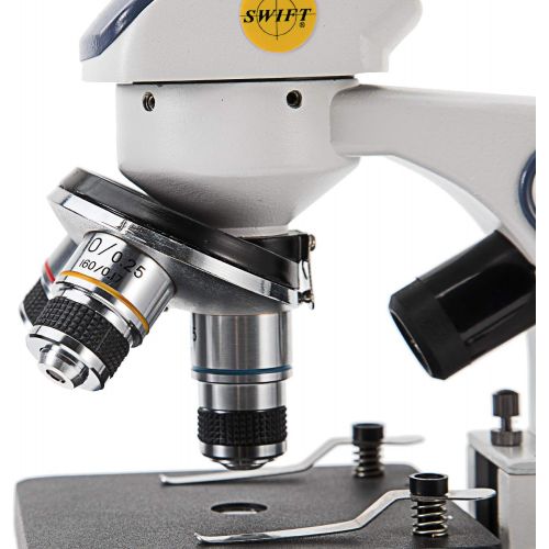  [아마존핫딜][아마존 핫딜] Swift SW200DL Compound Monocular Microscope with 40X-1000X Magnification, Dual Light, Precision Fine Focus, Wide-Field 25X Eyepiece, Carrying Handle, and Cordless Capability (Dual-