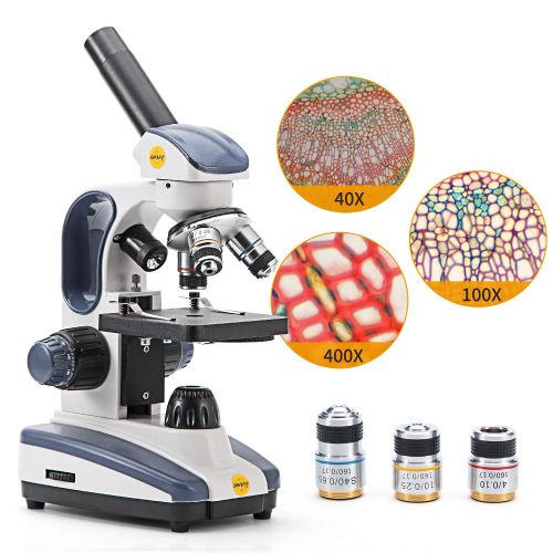  Swift Compound Monocular Microscope SW200DL with 40X-1000X Magnification, Dual Light, Precision Fine Focus, Wide-Field 25X Eyepiece and Cordless Capability for Student Beginner