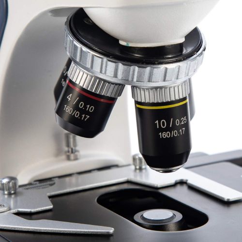 Swift SW380T 40X-2500X Magnification, Siedentopf Head, Research-Grade Trinocular Microscope Compound Lab with Wide-Field 10X/25X Eyepieces, Mechanical Stage, Ultra-Precise Focusing