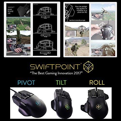  Swiftpoint Z Gaming Mouse, 13 Programmable Buttons, 5 with Pressure Sensors, Analog Joystick Control for FPS Peeking and Flying, 12K DPI, OLED RGB MMO