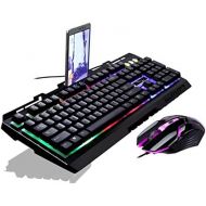 [아마존베스트]Swiftswan Illuminated Gaming Mouse Wired USB Mouse and Keyboard Action with Rainbow Backlit LED Illuminated Mechanical Keyboard Game Mouse