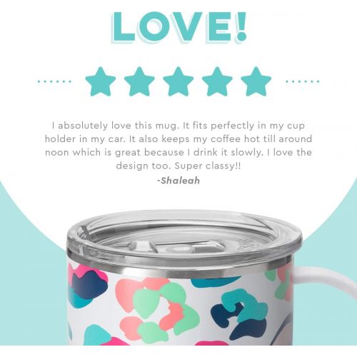  [아마존베스트]Swig Life 18oz Triple Insulated Travel Mug with Handle and Lid, Dishwasher Safe, Double Wall, and Vacuum Sealed Stainless Steel Coffee Mug in Party Animal Print (Multiple Patterns