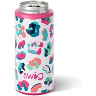 [아마존베스트]Swig Life 12oz Triple Insulated Skinny Can Cooler, Dishwasher Safe, Double Walled, Stainless Steel Slim Can Coozie for Tall Skinny Cans in Party Animal Pattern (Multiple Patterns A