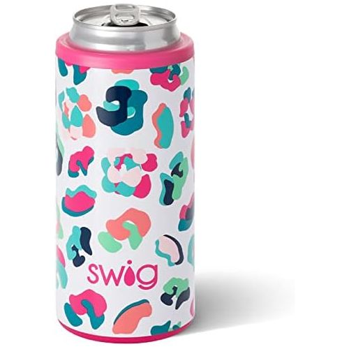  [아마존베스트]Swig Life 12oz Triple Insulated Skinny Can Cooler, Dishwasher Safe, Double Walled, Stainless Steel Slim Can Coozie for Tall Skinny Cans in Party Animal Pattern (Multiple Patterns A