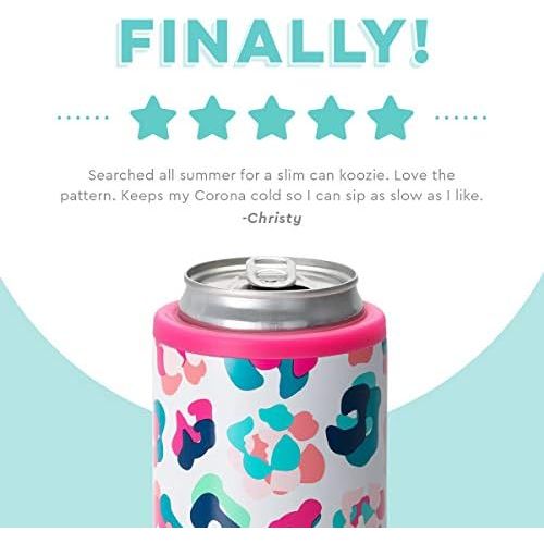  [아마존베스트]Swig Life 12oz Triple Insulated Skinny Can Cooler, Dishwasher Safe, Double Walled, Stainless Steel Slim Can Coozie for Tall Skinny Cans in Party Animal Pattern (Multiple Patterns A