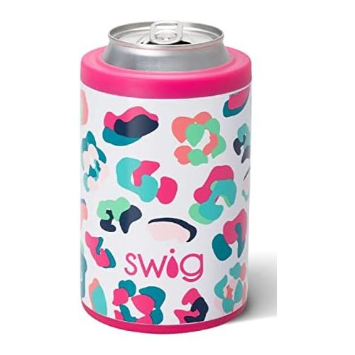  [아마존베스트]Swig Life 12oz Triple Insulated Combo Can or Bottle Cooler, Dishwasher Safe, Double Walled, Stainless Steel Beer Coozies for Cans or Bottles in Party Animal Print (Multiple Pattern