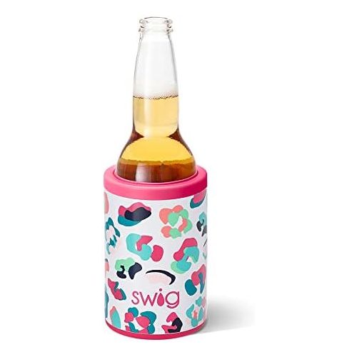  [아마존베스트]Swig Life 12oz Triple Insulated Combo Can or Bottle Cooler, Dishwasher Safe, Double Walled, Stainless Steel Beer Coozies for Cans or Bottles in Party Animal Print (Multiple Pattern