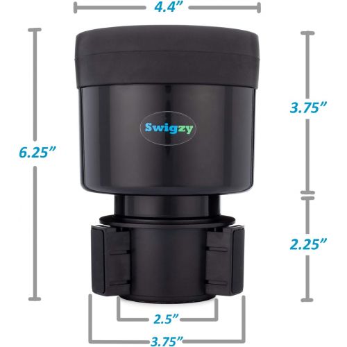  Swigzy Car Cup Holder Expander Adapter with Adjustable Base - Rubber Tabs Hold Most 32 - 40 oz Bottles and Large Cups