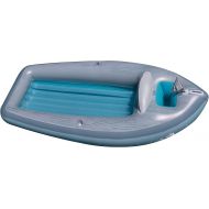 Swim Central 105-Inch Inflatable Gray and Blue Classic Boat Cruiser with Cooler Pool Float