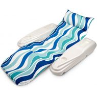 Swim Central White and Blue Adjustable Floating Pool Chaise Lounger, 62-Inch