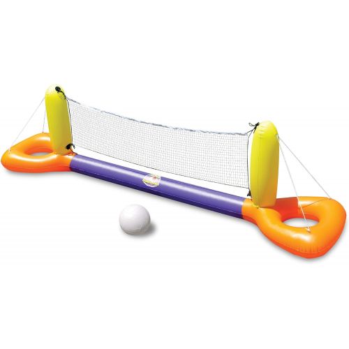  Swim Central 11.5 Inflatable Orange and Yellow Floating Volleyball Game for The Swimming Pool