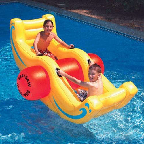  Swim Central 90 Inflatable Yellow and Red Water Sports Sea-Saw Rocker Swimming Pool Toy