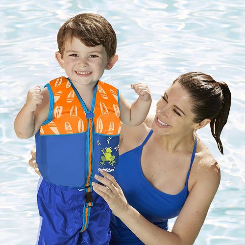  SwimSchool Swim Trainer Vest, Flex-Form, Adjustable Safety Strap, Easy on and Off, Small/Medium, Up to 33 lbs., Blue/Orange, 20 - 30 lb., Model:AZV15120SM