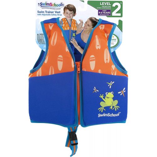  SwimSchool Swim Trainer Vest, Flex-Form, Adjustable Safety Strap, Easy on and Off, Small/Medium, Up to 33 lbs., Blue/Orange, 20 - 30 lb., Model:AZV15120SM