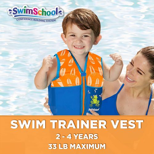  SwimSchool Swim Trainer Vest, Flex-Form, Adjustable Safety Strap, Easy on and Off, Small/Medium, Up to 33 lbs., Blue/Orange, 20 - 30 lb., Model:AZV15120SM