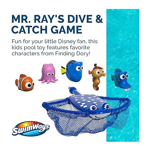 스윔웨이즈 SwimWays Disney Finding Dory Mr. Ray's Dive and Catch Game, Bath Toys and Pool Party Supplies for Kids Ages 5 and Up