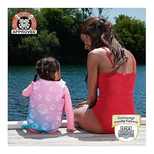 스윔웨이즈 SwimWays Disney Princess Swim Trainer Life Jacket, US Coast Guard Approved Life Vest Kids Swim Vest, Pool Floats & Life Jackets for Kids 33-55 lbs, Ariel