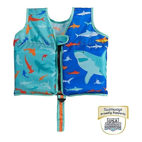 스윔웨이즈 SwimWays Swim Vest, Learn to Swim Personal Flotation Device for Swim Training, Pool Floats & Swimming Pool Accessories for Kids 2-4 Years, Shark