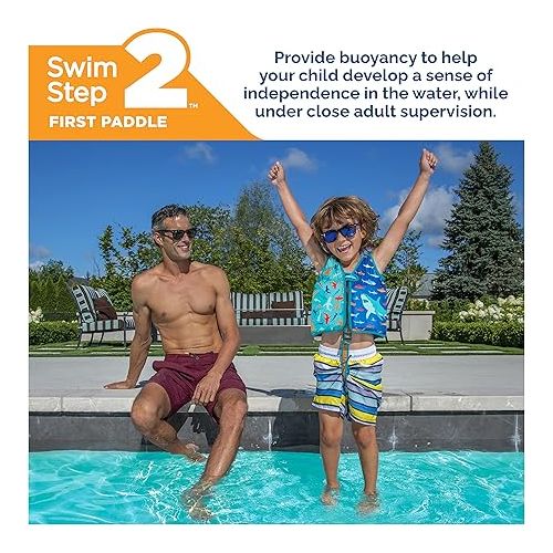 스윔웨이즈 SwimWays Swim Vest, Learn to Swim Personal Flotation Device for Swim Training, Pool Floats & Swimming Pool Accessories for Kids 2-4 Years, Shark