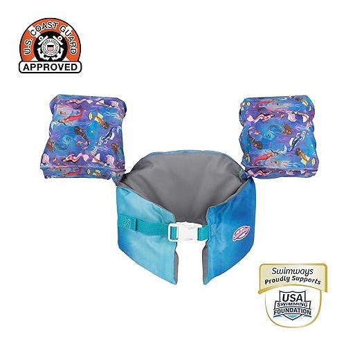 스윔웨이즈 SwimWays The Little Mermaid Swim Trainer, US Coast Guard Approved Life Vest Kids Swim Vest, Arm Floaties & Life Jackets for Kids 33-55 lbs