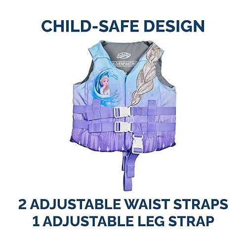 스윔웨이즈 SwimWays Disney Princess Swim Trainer Life Jacket, US Coast Guard Approved Life Vest Kids Swim Vest, Pool Floats & Life Jackets for Kids 33-55 lbs, Elsa