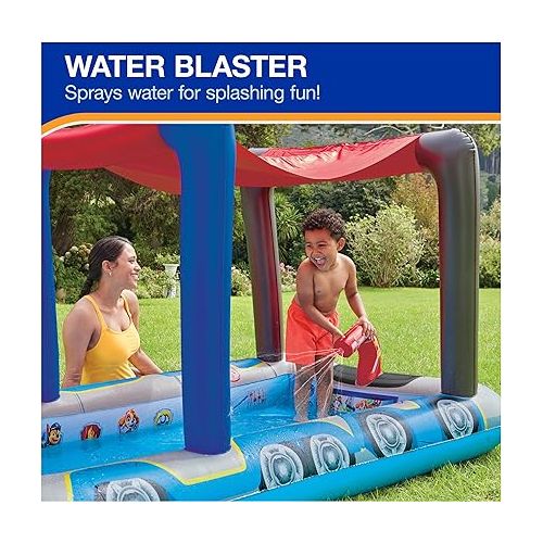 스윔웨이즈 SwimWays Paw Patrol Pool Patroller Deluxe Inflatable Pool, Above Ground Pool with Canopy and Fast Inflation for Kids Aged Aged 3 & Up