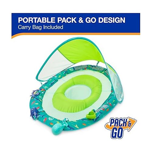 스윔웨이즈 SwimWays Baby Spring Float Splash N Play, Baby Pool Float with Canopy & UPF Protection, Swimming Pool Accessories for Kids 9-24 Months