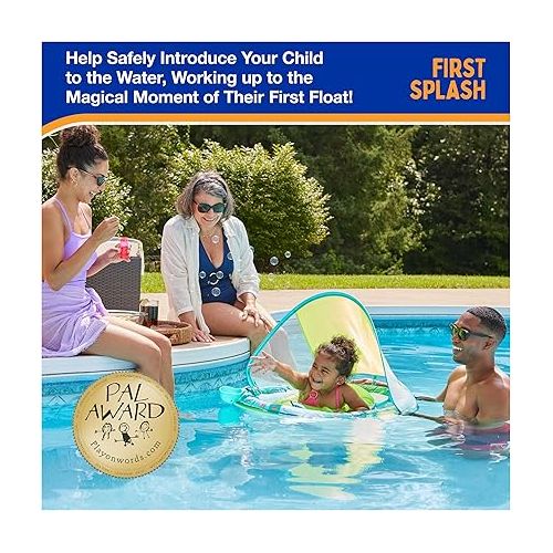 스윔웨이즈 SwimWays Baby Spring Float Splash N Play, Baby Pool Float with Canopy & UPF Protection, Swimming Pool Accessories for Kids 9-24 Months