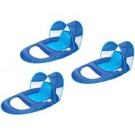 SwimWays Spring Float Recliner Pool Lounge Chair w/Sun Canopy, Blue (3 Pack)