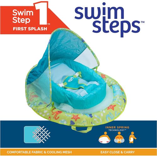 스윔웨이즈 SwimWays Infant Baby Spring Float with Adjustable Sun Canopy - Green