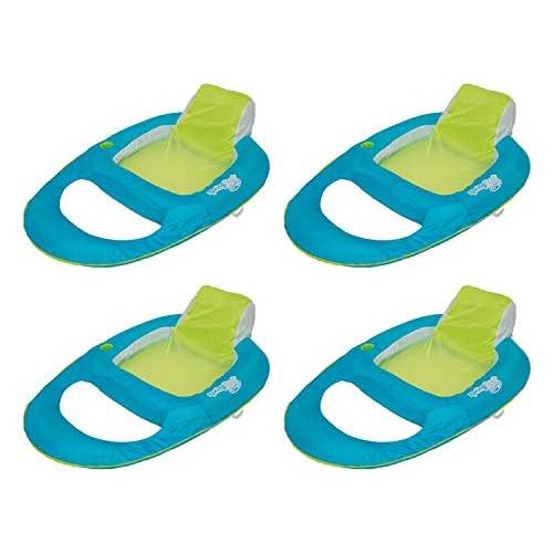 스윔웨이즈 SwimWays Spring Float Inflatable Recliner Pool Lounger, Aqua/Lime (4 Pack)