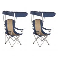 SwimWays Kamp-Rite Camping Sun Shade Canopy Folding Lawn Chair (2 Pack)