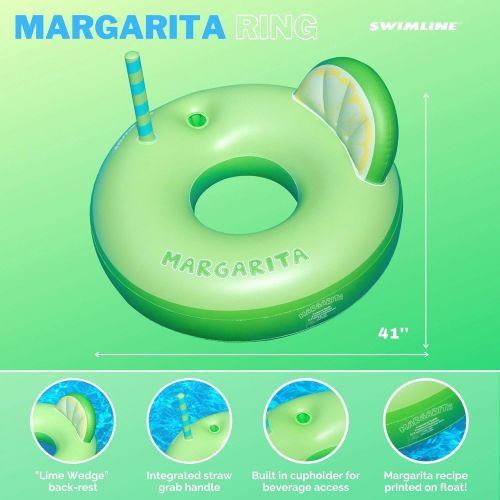  Swimline Margarita Ring Pool Inflatable Ride-On, Green