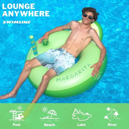  Swimline Margarita Ring Pool Inflatable Ride-On, Green