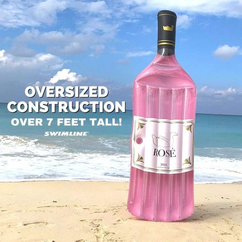  Swimline 90654 Inflatable Rose Wine Bottle Pool Float, One Size, Pink