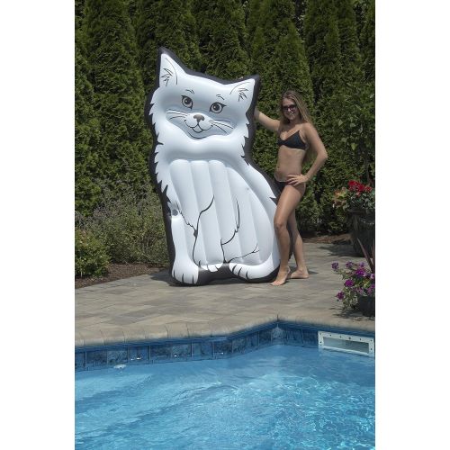  Swimline Purrrfect Kitty Mattress Pool Inflatable Ride-On, White