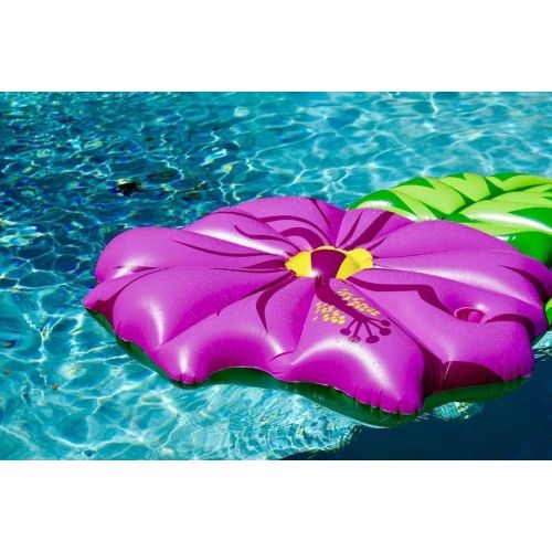  Swimline Hibiscus Flower Float Pool Inflatable Ride-On, Pink, Green