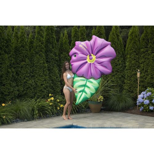  Swimline Hibiscus Flower Float Pool Inflatable Ride-On, Pink, Green