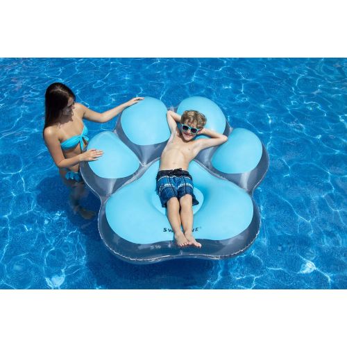  Swimline Inflatable Pawprint Island Pool Float, Blue