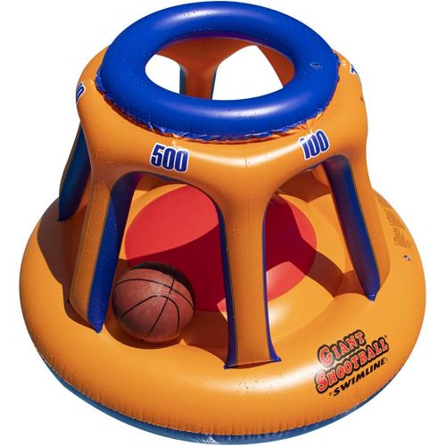  Swimline 90285 Giant Shootball Floating Pool Basketball Game, 1-Pack, Orange/Blue