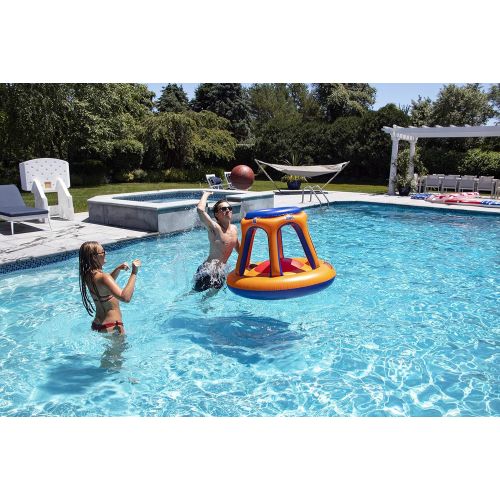  Swimline 90285 Giant Shootball Floating Pool Basketball Game, 1-Pack, Orange/Blue