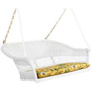 SwingMate Plow & Hearth 39003-BWH Easy Care Outdoor Resin Wicker Swing, Bright White