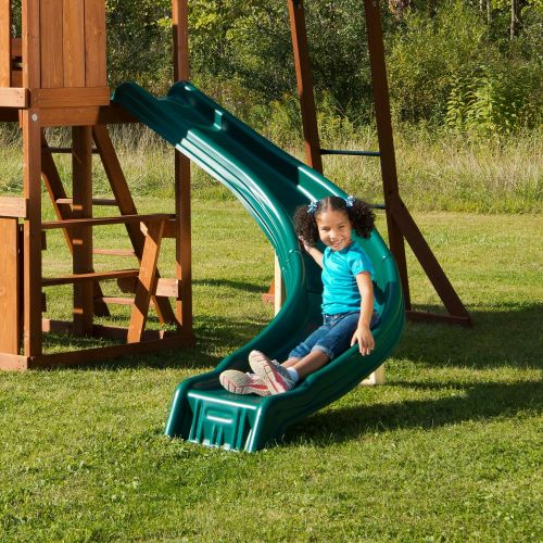  Swing-N-Slide PB 8272 Cedar Brook Play Set with Two Swings, Slide, Monkey Bars, Picnic Table and Glider, Green