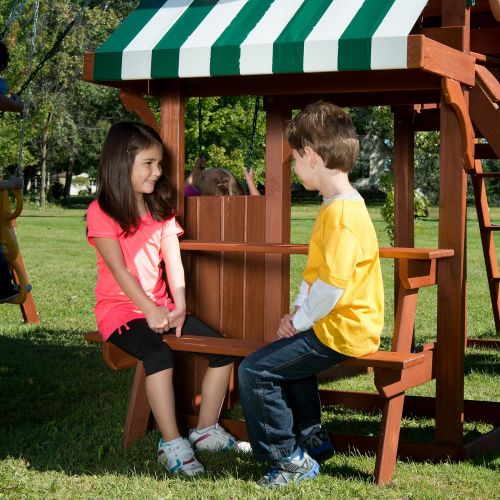  Swing-N-Slide Winchester Wood Complete Play Set with Two Swings, Slide, Rock Wall, Picnic Table and Glider