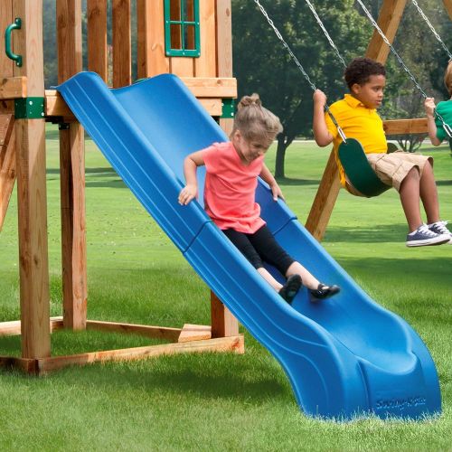  Swing-N-Slide NE 4701 Summit Slide 2-Piece Plastic Scoop Slide for 4 Decks with, Blue