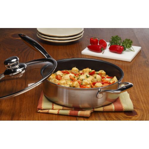  Swiss Diamond Nonstick Clad Saute Pan w Lid - 9.5 (24 cm), 3.1 QT. (3 L)