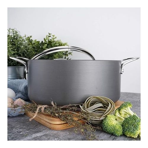  Swiss Diamond Hard Anodized Induction Compatible Stockpot/Dutch Oven with Lid - Dishwasher and Oven Safe, 5 Quart Nonstick Pan