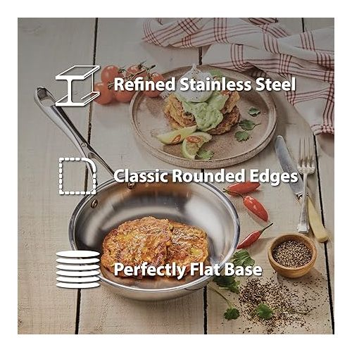  Swiss Diamond Stainless Steel 5.3 Quart Dutch Oven with Lid - Professional Cooking, Soup, & Stock Pot Evenly Distributes Heat - Oven- & Dishwasher-Safe, Mirror Finish