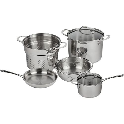  Swiss Diamond Stainless Steel 7 Piece Set by Swiss Diamond ? Oven- & Dishwasher-Safe Skillet, Saucepan and Pasta Pot for Induction, Gas, Electric